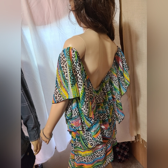 JESSICA SIMPSON OFF-SHOULDER OPEN BACK MINI DRESS COQUETTE GIRLY GIRL PROM READY - Picture 6 of 8